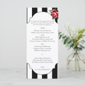 Hochzeitsmenü für Schwarz-weiße Rote Rosen Menükarte (Stehend Vorderseite)