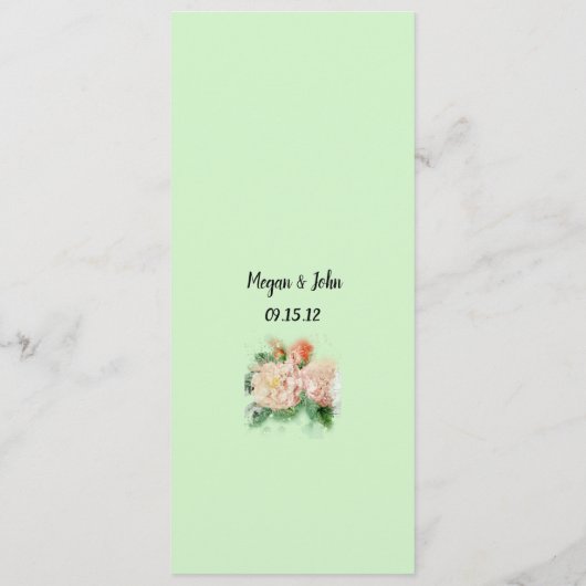 Hochzeitsmenü für Shabby Chic-Rose Menükarte (Rückseite)