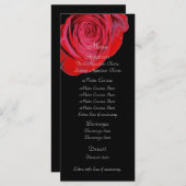 Hochzeitsmenü für Single Rote Rose Menükarte (Vorne/Hinten)