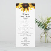 Hochzeitsmenü für Sonnenblumen Blumenkost Weiße Ge Menükarte (Stehend Vorderseite)