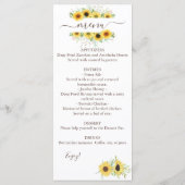 Hochzeitsmenü für Sonnenblumen mit zwei Wasserfarb Menükarte (Rückseite)