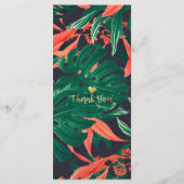 Hochzeitsmenü für tropische Blumen und Goldfolien Menükarte (Rückseite)