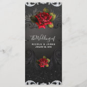 Hochzeitsmenü für Vintage Schwarze Rote Rosen Menükarte (Rückseite)