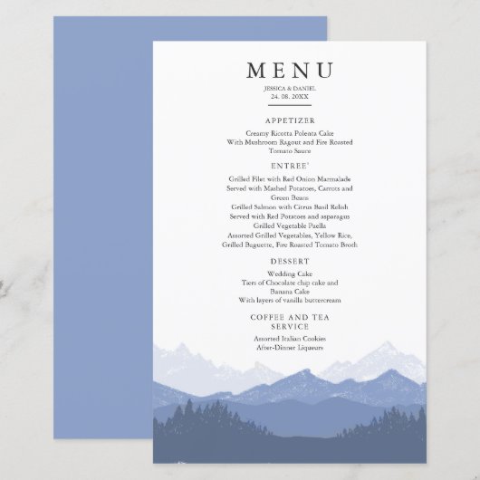 Hochzeitsmenü für Wasserfarben (Vorne/Hinten)