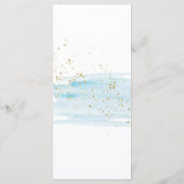 Hochzeitsmenü für Wasserfarben Blau und Gold Menükarte (Rückseite)