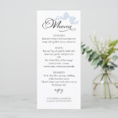 Hochzeitsmenü für Wasserfarben | Blue Bow Calligra (Stehend Vorderseite)
