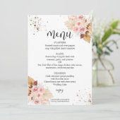Hochzeitsmenü für Wasserfarben | Boho Floral Glitz Einladung (Stehend Vorderseite)