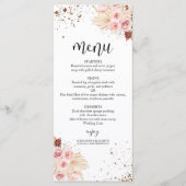 Hochzeitsmenü für Wasserfarben | Boho Floral Glitz Menükarte (Vorderseite)