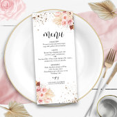 Hochzeitsmenü für Wasserfarben | Boho Floral Glitz Menükarte