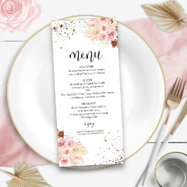 Hochzeitsmenü für Wasserfarben | Boho Floral Glitz Menükarte