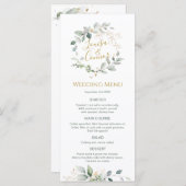 Hochzeitsmenü für Wasserfarben im Blattwerk Menükarte (Vorne/Hinten)