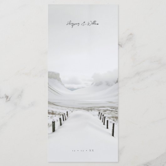 Hochzeitsmenü für Winterlandschaften Menükarte (Rückseite)