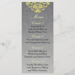 Hochzeitsmenü "gelb grau" menükarte