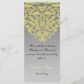 Hochzeitsmenü "gelb grau" menükarte (Rückseite)