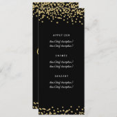 Hochzeitsmenü Gold Imitate Glitzer Confetti Black Menükarte (Vorne/Hinten)