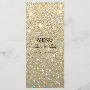 Hochzeitsmenü - Goldene Glit Fab Menükarte