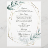 Hochzeitsmenü | Grayed Jade Green Botanic Menu Menükarte (Vorderseite)