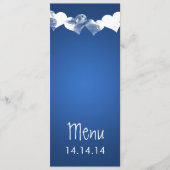 Hochzeitsmenü grunge Herz Blau Menükarte (Vorderseite)