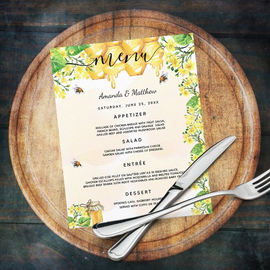 Hochzeitsmenü Hummeln-Wabenflorale