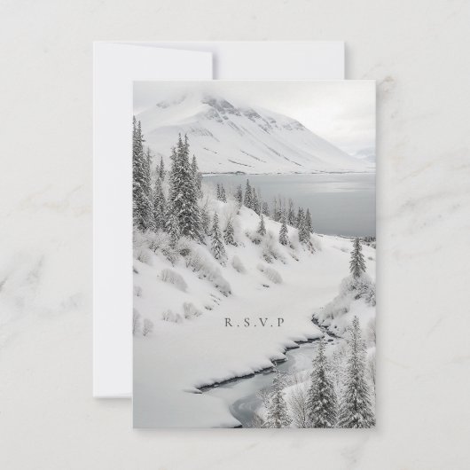 Hochzeitsmenü im Winter im Eisland UAWG RSVP Karte (Vorderseite)