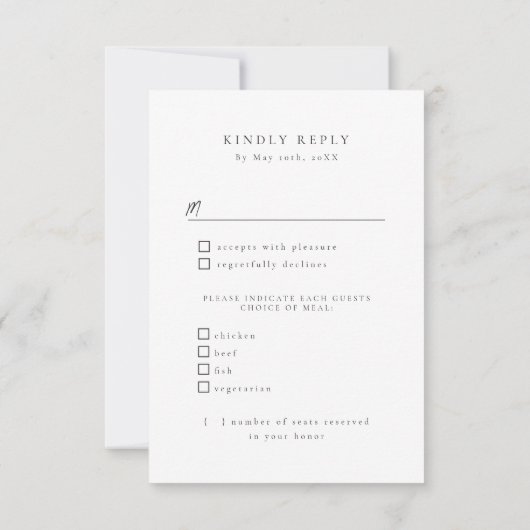 Hochzeitsmenü im Winter im Eisland UAWG RSVP Karte (Rückseite)