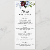 Hochzeitsmenü in Burgund Menükarte (Vorderseite)