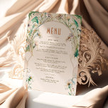 Hochzeitsmenü - Jugendstil von Mucha Einladung<br><div class="desc">Menu Card im Jugendstil für Ihre Vintage Hochzeit von Alphonse Mucha in einem floralen, romantischen und skurrilen Design. Viktorianische Schnörkel ergänzen klassische Deko-Schriftart. Bitte geben Sie Ihre persönlichen Informationen ein, und Sie sind fertig. Wenn Sie das Design weiter ändern möchten, klicken Sie auf den blauen Button "Anpassen". Vielen Dank, dass...</div>