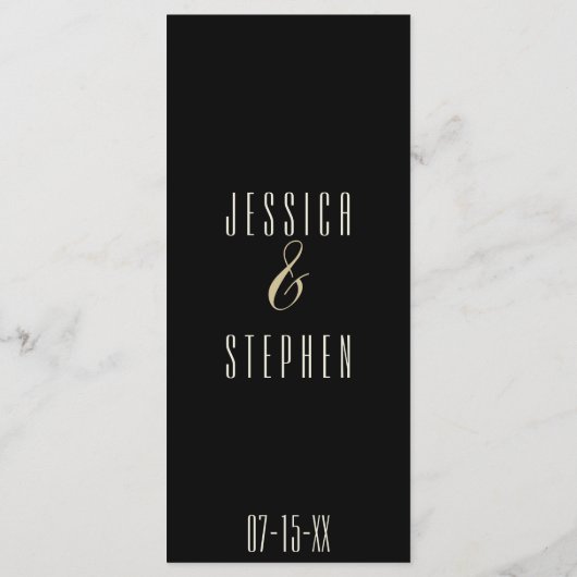 Hochzeitsmenü Karte Elegant Gold und Schwarz (Rückseite)