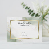 Hochzeitsmenü Karte Mute Sage Gold marmoriert (Stehend Vorderseite)