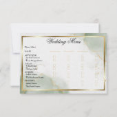 Hochzeitsmenü Karte Mute Sage Gold marmoriert (Rückseite)