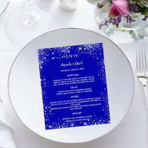 Hochzeitsmenü Königsblauer Glitzer Flyer