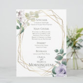 Hochzeitsmenü | Lavender Peony Green Botanic Menu Einladung (Stehend Vorderseite)