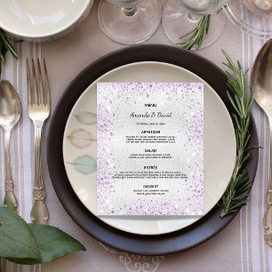 Hochzeitsmenü lila metallischer Glitzer Staub