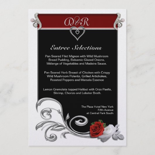 Hochzeitsmenü Menükarte (Vorderseite)