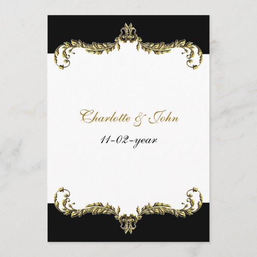 Hochzeitsmenü Menükarte (Rückseite)