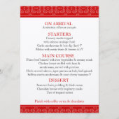 Hochzeitsmenü Menükarte (Rückseite)