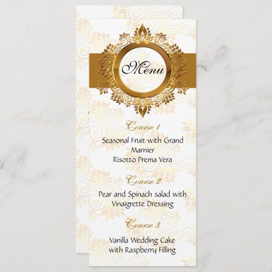 Hochzeitsmenü Menükarte (Vorne/Hinten)