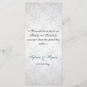 Hochzeitsmenü mit blauen Schneeflocken Menükarte (Rückseite)