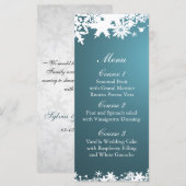 Hochzeitsmenü mit blauen Schneeflocken Menükarte (Vorne/Hinten)