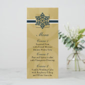 Hochzeitsmenü mit blauen Schneeflocken Menükarte (Stehend Vorderseite)