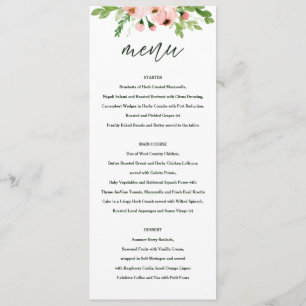 Hochzeitsmenü mit Blumen Menükarte