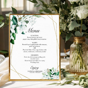 Hochzeitsmenü mit elegantem geometrischem Blumengr Poster