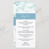 Hochzeitsmenü mit Gastname Dusty Blue Watercolor Menükarte (Vorne/Hinten)