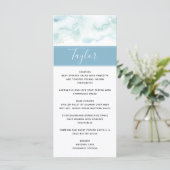 Hochzeitsmenü mit Gastname Dusty Blue Watercolor Menükarte (Stehend Vorderseite)