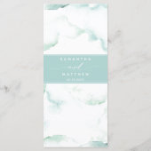 Hochzeitsmenü mit Gastname, türkisfarbenes Wasser Menükarte (Rückseite)