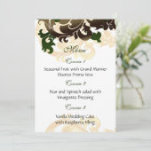Hochzeitsmenü mit grünem Gold Menükarte (Stehend Vorderseite)