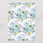 Hochzeitsmenü mit hellblauem Gelbgrün Menükarte (Rückseite)