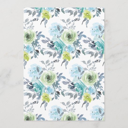 Hochzeitsmenü mit hellblauem Gelbgrün Menükarte (Rückseite)