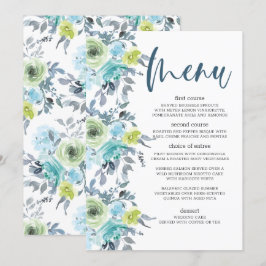Hochzeitsmenü mit hellblauem Gelbgrün Menükarte