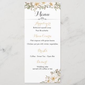 Hochzeitsmenü mit Magnolienblüten Menükarte